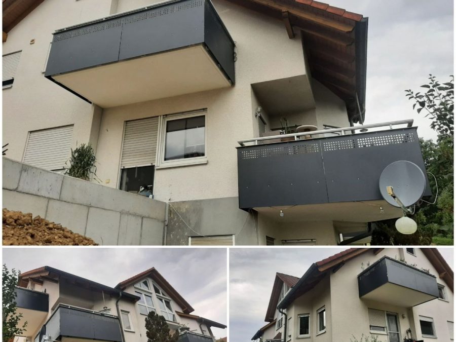 Neue Balkonverkleidungen an einem Mehrfamilienhaus